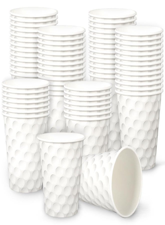 Whaline 50 Pcs 9 oz Disposable White Paper Cups Golf Theme Paper Cup White Golf Ball Disposable Party Drinking Cup Hot/Cold Drinking Cups for Juice Coffee Water Drink Home Sport Party Supplies - Image 1